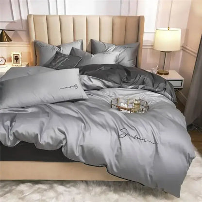 Emerald green & pink egyptian cotton bedding set bedroom duvet cover