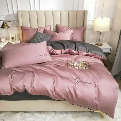 Emerald green & pink egyptian cotton bedding set bedroom duvet cover