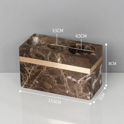 Emperador dark marble bathroom set brown & gold accessories
