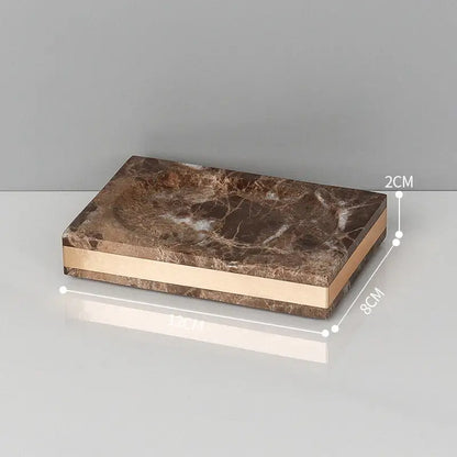 Emperador dark marble bathroom set brown & gold accessories