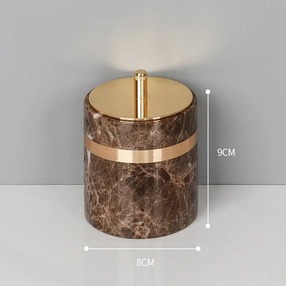 Emperador dark marble bathroom set brown & gold accessories
