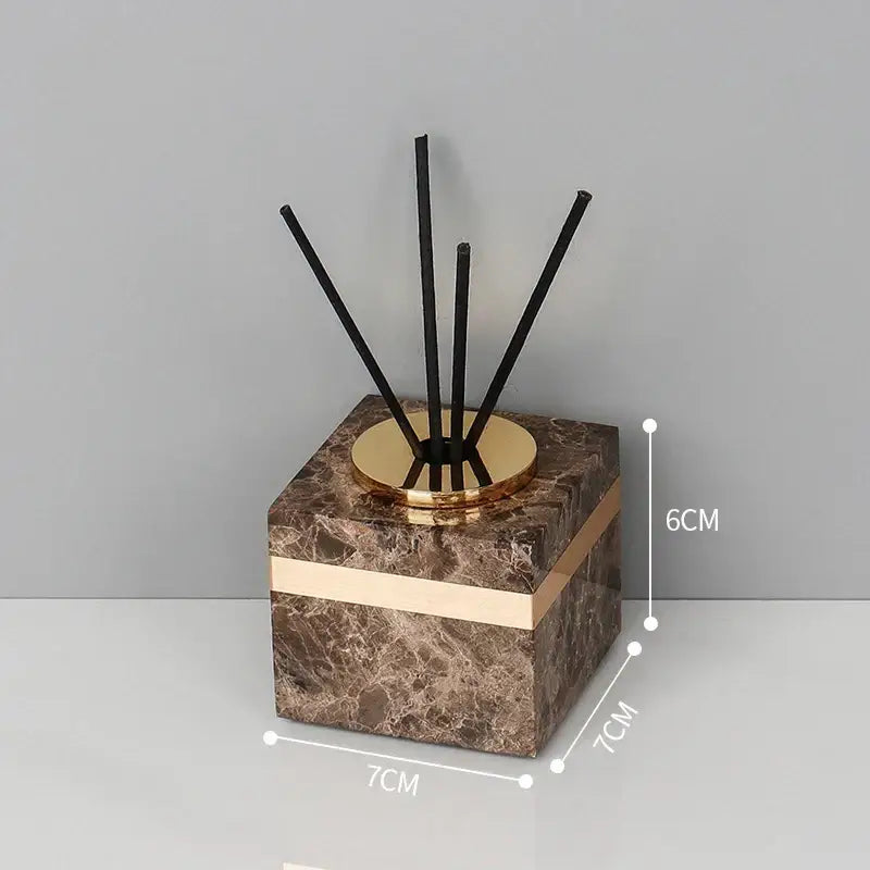 Emperador dark marble bathroom set brown & gold accessories
