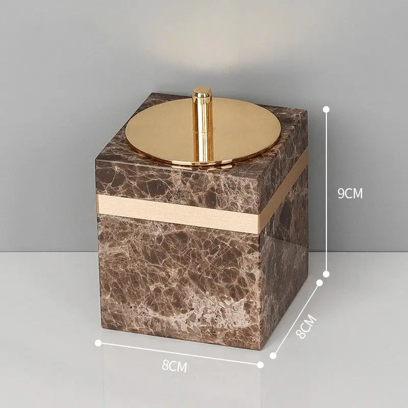Emperador dark marble bathroom set brown & gold accessories