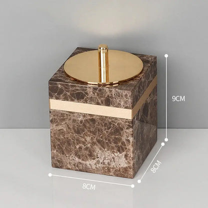 Emperador dark marble bathroom set brown & gold accessories