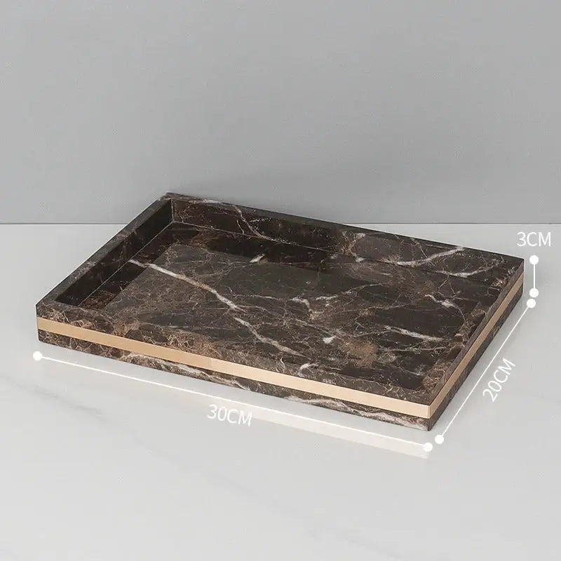 Emperador dark marble bathroom set brown & gold accessories