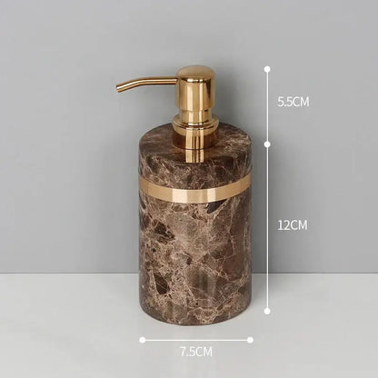 Emperador dark marble bathroom set brown & gold accessories