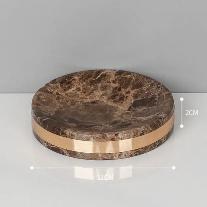 Emperador dark marble bathroom set brown & gold accessories