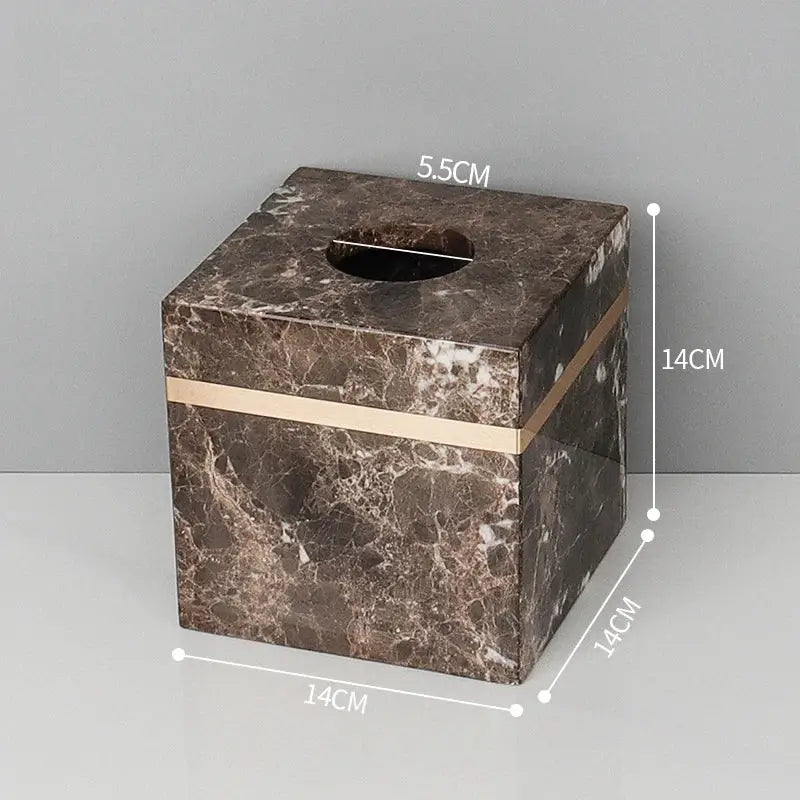 Emperador dark marble bathroom set brown & gold accessories