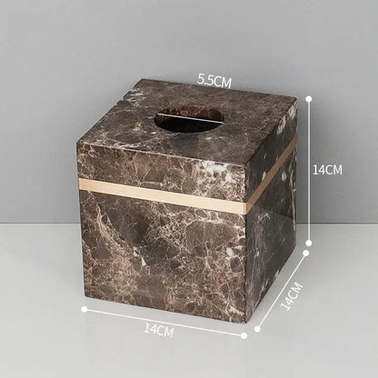 Emperador dark marble bathroom set brown & gold accessories