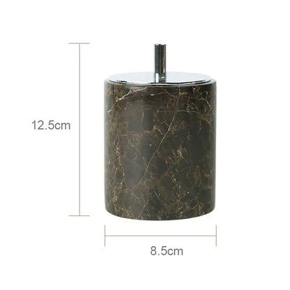 Emperador dark marble bathroom set with chrome accents