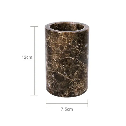 Emperador dark marble bathroom set with chrome accents