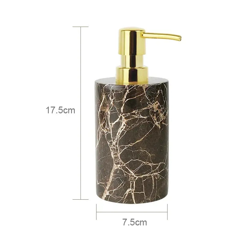 Emperador dark marble bathroom set with chrome accents
