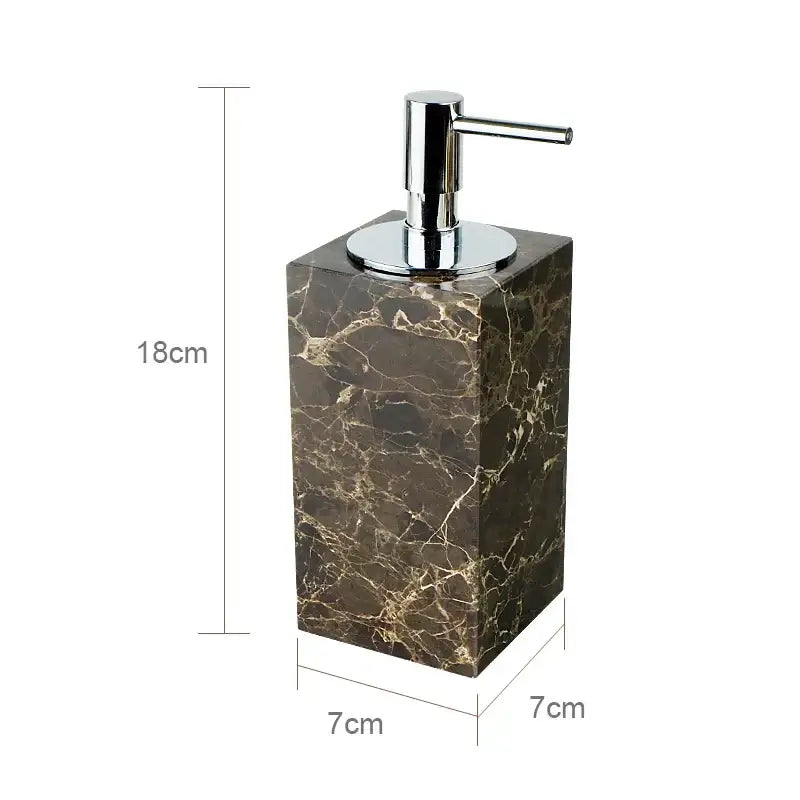 Emperador dark marble bathroom set with chrome accents