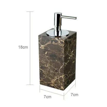 Emperador dark marble bathroom set with chrome accents