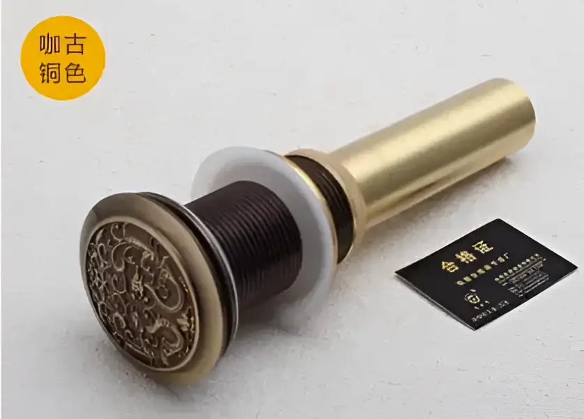 Engraved brass bathroom sink pop up drain stopper – bathroom accessory