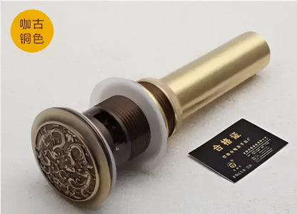 Engraved brass bathroom sink pop up drain stopper – bathroom accessory