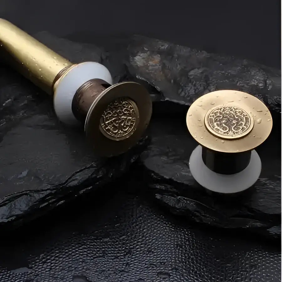 Engraved brass bathroom sink pop up drain stopper – bathroom accessory