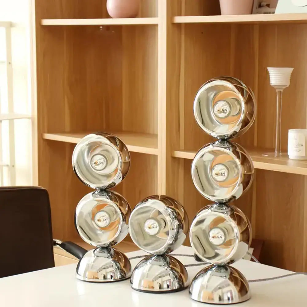 Engraved chrome yoyo dimmable led nordic table lamp for bedroom