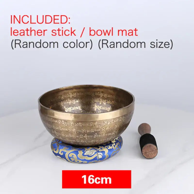 Engraved gold tibetan singing bowl yoga meditation room decor