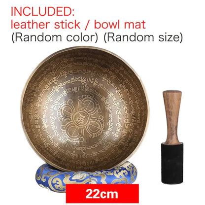 Engraved gold tibetan singing bowl yoga meditation room decor