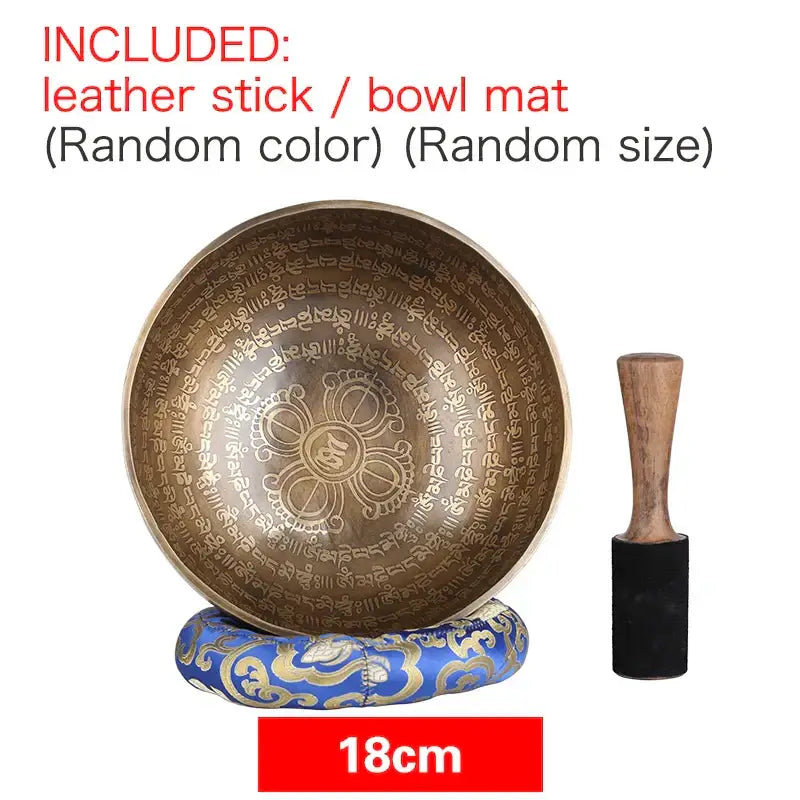 Engraved gold tibetan singing bowl yoga meditation room decor