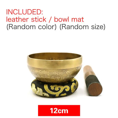 Engraved gold tibetan singing bowl yoga meditation room decor