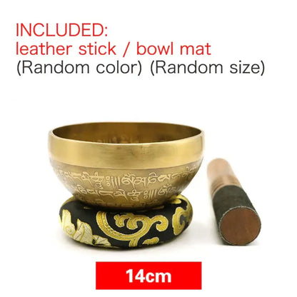 Engraved gold tibetan singing bowl yoga meditation room decor