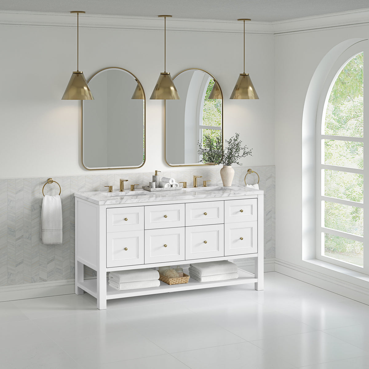 James Martin Breckenridge 60" Double Bathroom Vanity, Bright White