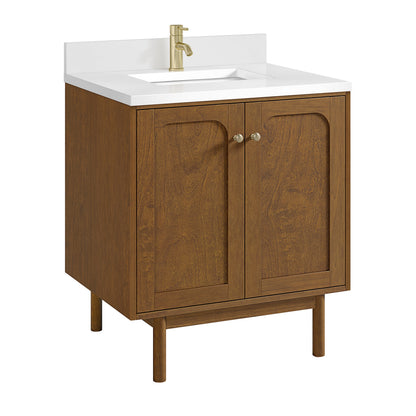 James Martin Laurent 30" Dual Mount Single Bathroom Vanity, Honey Oak