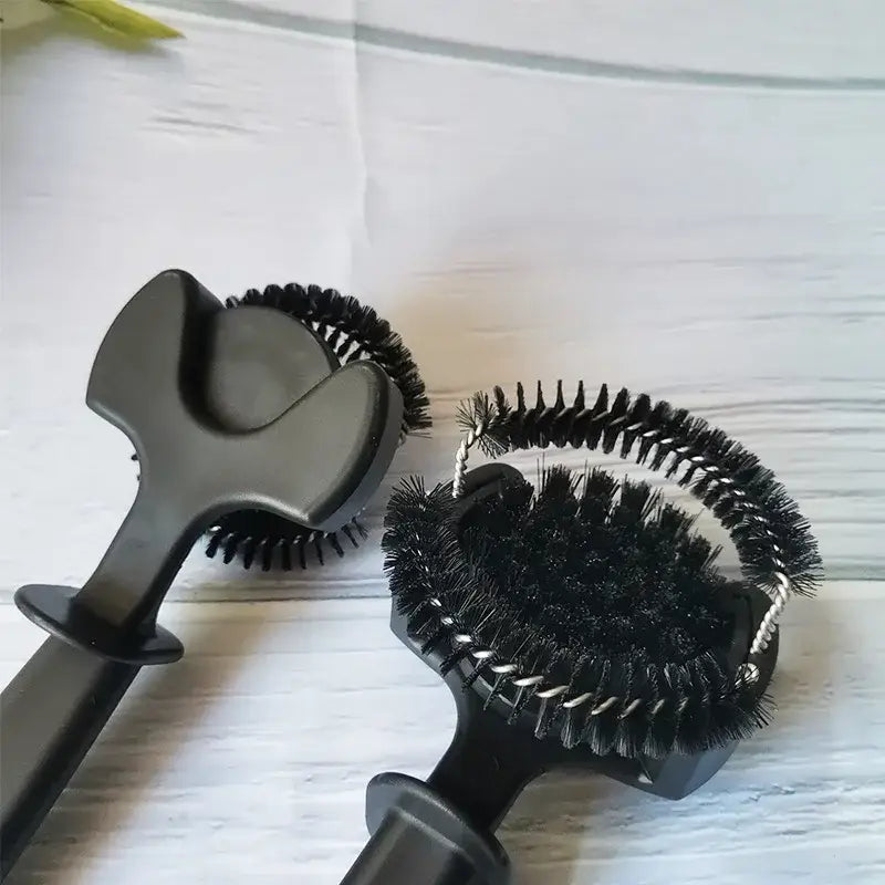 Ergonomic black coffee machine cleaning brush kitchen maintenance tool