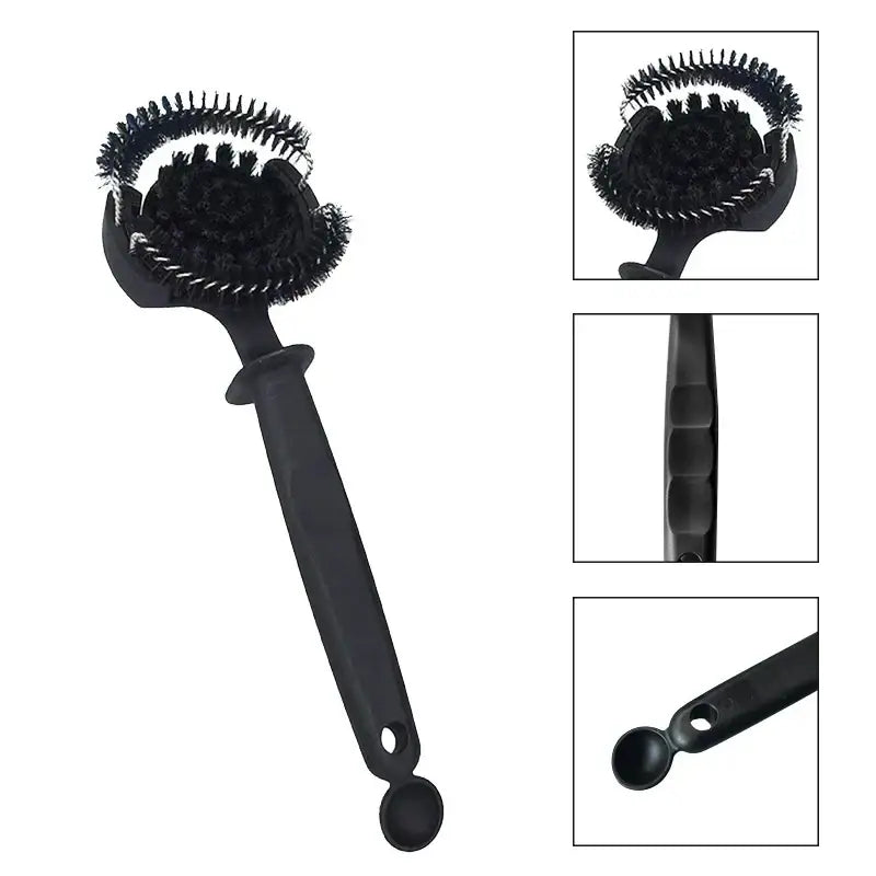 Ergonomic black coffee machine cleaning brush kitchen maintenance tool