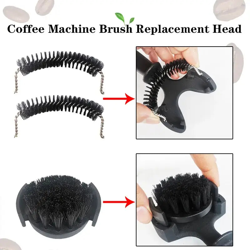 Ergonomic black coffee machine cleaning brush kitchen maintenance tool