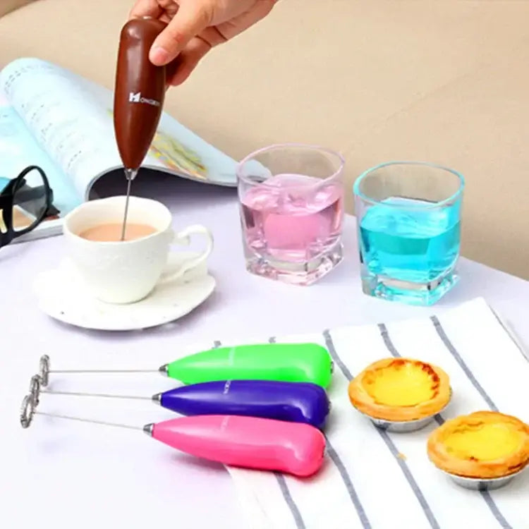 Ergonomic brown electric mini mixer frother kitchen coffee stirrer