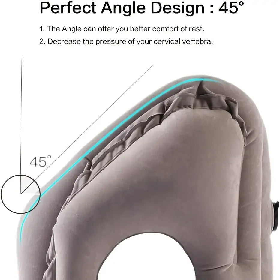 Ergonomic gray inflatable travel pillow bedroom neck support