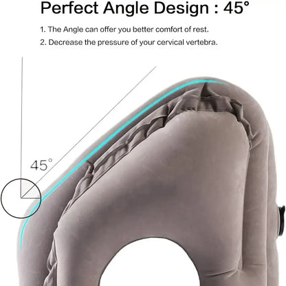 Ergonomic gray inflatable travel pillow bedroom neck support