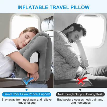 Ergonomic gray inflatable travel pillow bedroom neck support