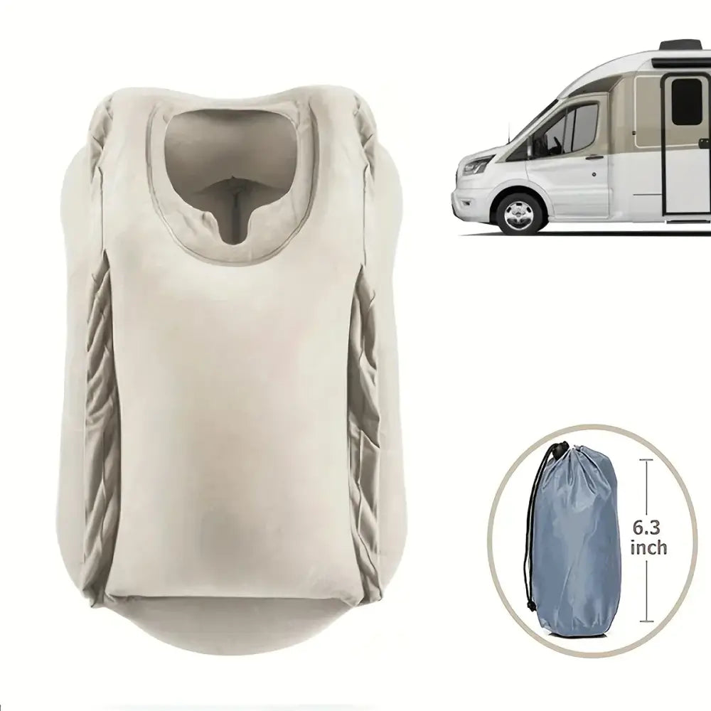 Ergonomic gray inflatable travel pillow bedroom neck support