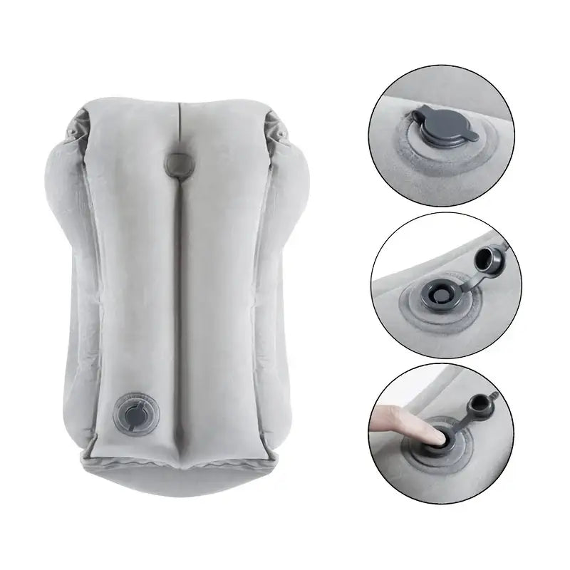 Ergonomic gray inflatable travel pillow bedroom neck support