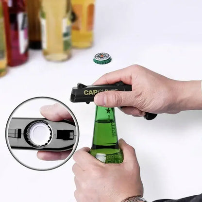 Ergonomic red & gray bottle opener gun for kitchen bar fun