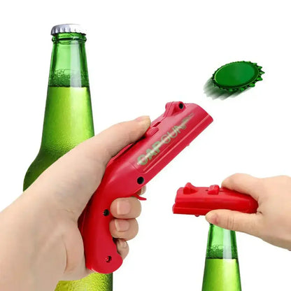 Ergonomic red & gray bottle opener gun for kitchen bar fun