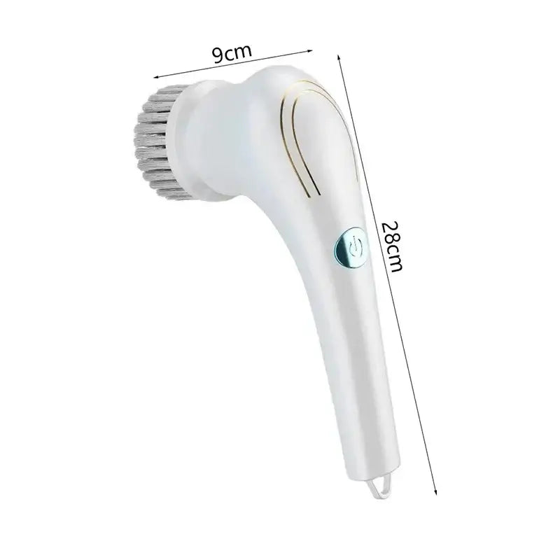Ergonomic white electric cleaning brush for kitchen and bathroom
