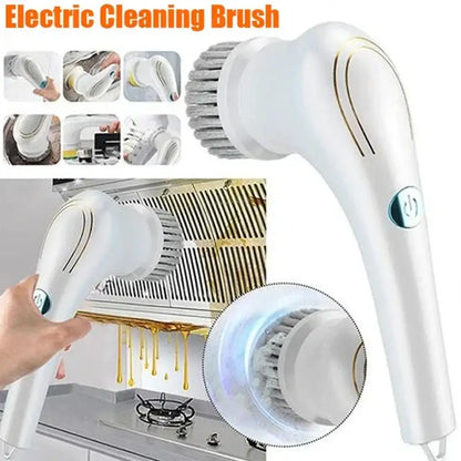 Ergonomic white electric cleaning brush for kitchen and bathroom
