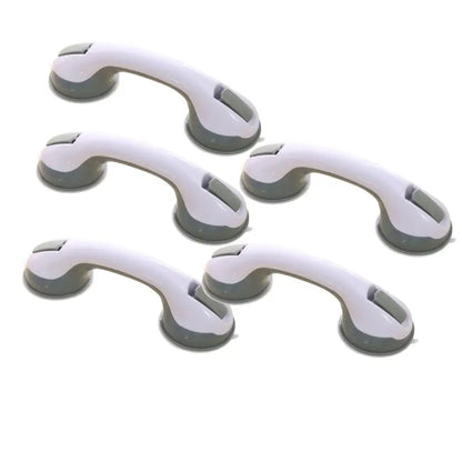 Ergonomic white & gray bathroom safety handle suction cup grab bar