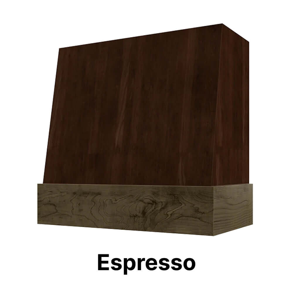 Wood Range Hood With Angled Front and Walnut Band - 30", 36", 42", 48", 54" and 60" Widths Available