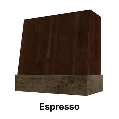 Wood Range Hood With Angled Front and Walnut Band - 30", 36", 42", 48", 54" and 60" Widths Available