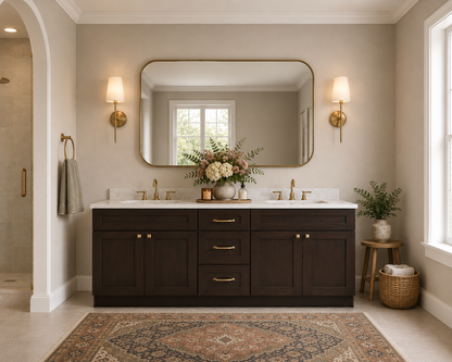 80 Inch Espresso Shaker Double Sink Bathroom Vanity with Drawers