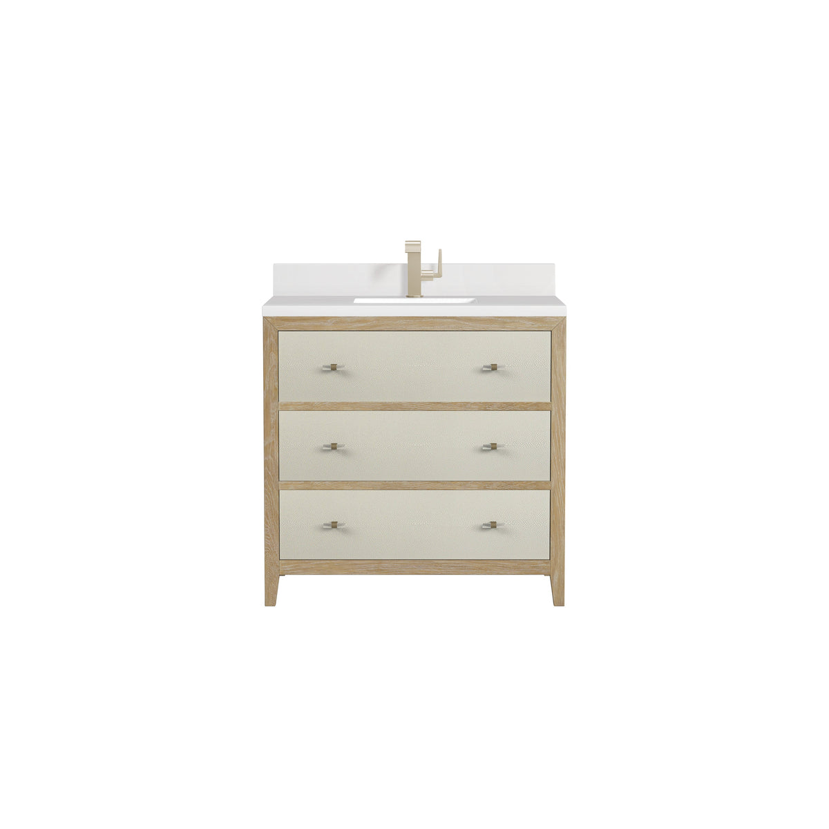James Martin Celeste 36" Single Bathroom Vanity, Sunwashed Oak with Embossed Shagreen Drawer Fronts