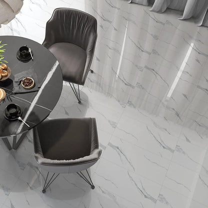 Estatuario Polished Marble Look Porcelain Tiles 12x24