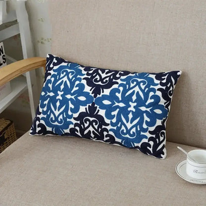 Ethnic floral canvas cotton embroidered pillow case living room decor