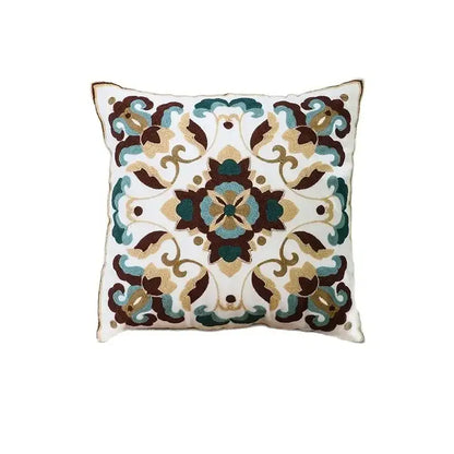 Ethnic floral canvas cotton embroidered pillow case living room decor